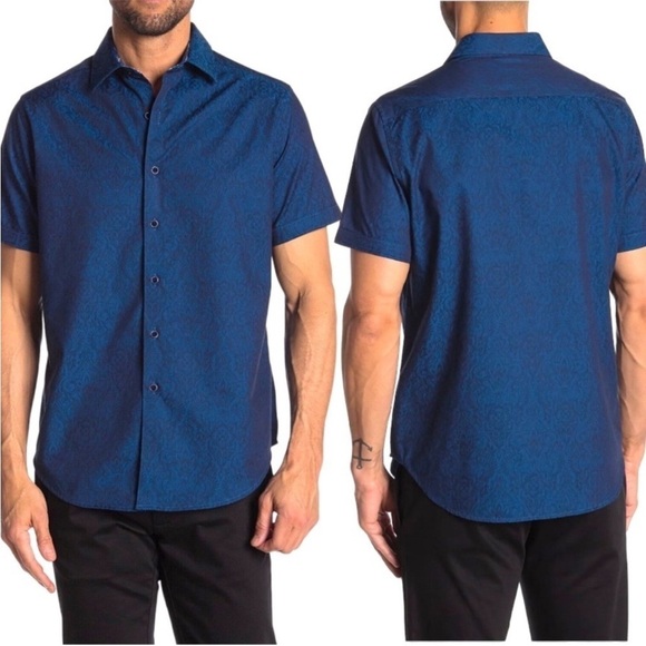 Robert Graham Men's Equinox Classic Fit Short Cuffed Sleeve Paisley Print Shirt